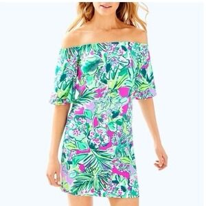 Lilly Pulitzer Fawcett Dress Early Bloomer 30514 Strapless Floral Size Large